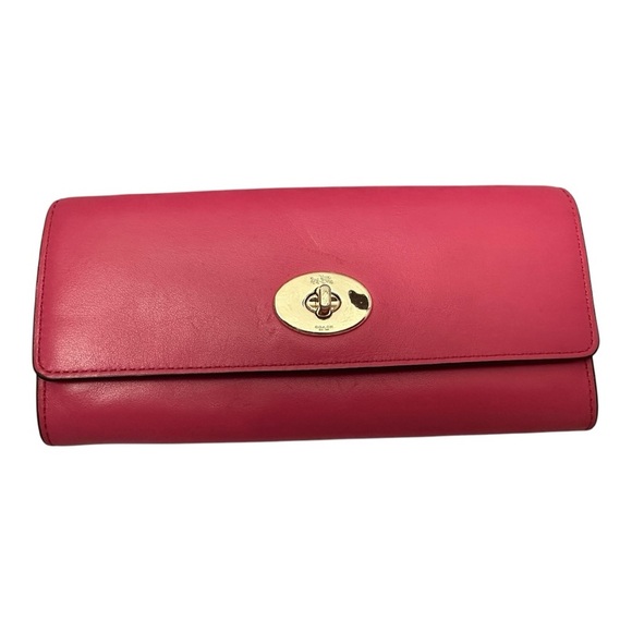 Coach Turnlock Slim Envelope Wallet/Purse Retail $275.00. Pink Leather Clutch - Picture 1 of 9